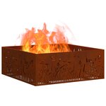 vidaXL Foyer de cheminée Marron 80 x 80 x 30 cm Acier patiné