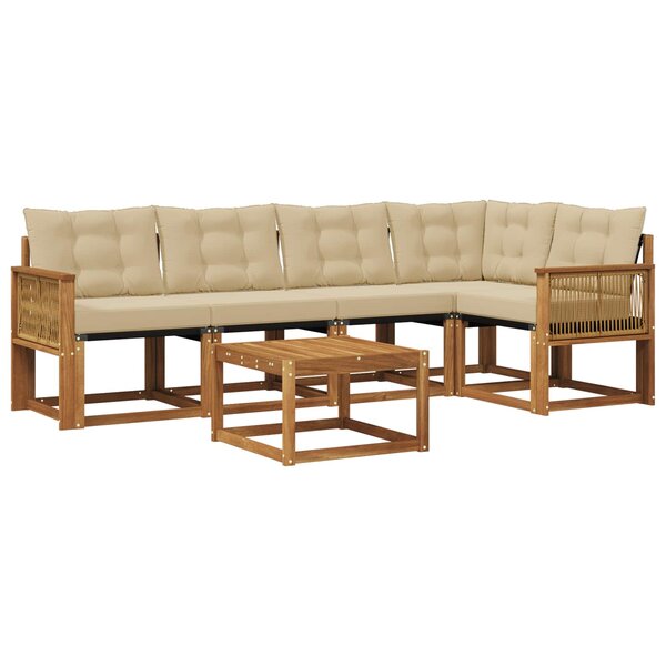 vidaXL Ensemble de canapés d'extérieur 6 pc Naturel et Beige