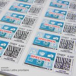 Lot de 10 planches a4 de 24 étiquettes  spéciales timbre - 6,35 x 3,39 cm - 240 étiquettes