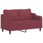 vidaXL Canapé 2 places avec oreillers bordeaux 140 cm tissu