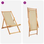 vidaXL Chaise de plage Beige Bois de teck massif