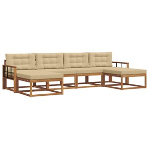 vidaXL Ensemble de canapés d'extérieur 6 Pièces Naturel et Beige