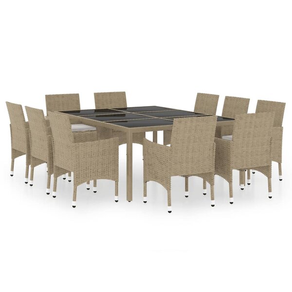 vidaXL Ensemble à manger de jardin 11Pièces Résine tressée Beige