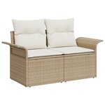 vidaXL Ensemble de Canapé de Jardin 14 Pièces avec Coussins Beige Rattan Synthétique Acacia