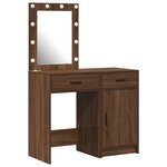Ensemble de coiffeuse 2 pièces avec LED en bois d'ingénierie chêne noir
