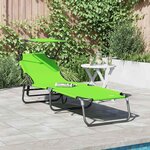 vidaXL Chaise longue pliante avec coussin Vert 56 x 190 x 81cm tissu