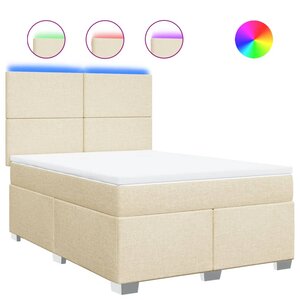 vidaXL Sommier à lattes de lit avec matelas Crème 140x190 cm Tissu