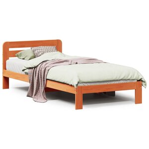 vidaXL Cadre de lit sans matelas cire marron 75x190 cm bois pin massif