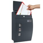 Boîte aux lettres murale avec fenêtres de visualisation emplacement pour nom 2 clés facile à installer gris anthracite 12_0001643