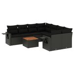 vidaXL Salon de jardin 9 Pièces avec coussins noir résine tressée