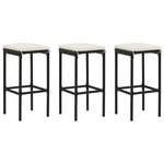 vidaXL Ensemble de bar de jardin 4 Pièces et coussins Résine tressée Noir