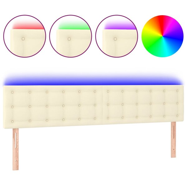 vidaXL Tête de lit à LED Crème 160x5x78/88 cm Similicuir