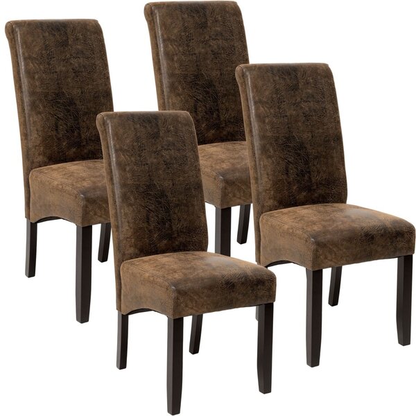 Lot de 4 chaises pieds noir siège de salon cuisine salle à manger design carré élégant marron 08_0000127