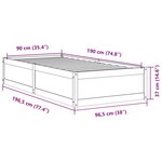 vidaXL Cadre de lit sans matelas cire marron 90x190 cm bois pin massif