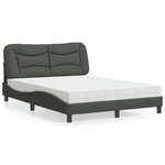 vidaXL Lit avec matelas gris foncé 140x190 cm tissu
