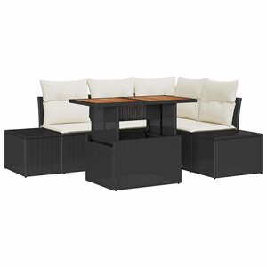vidaXL Ensemble de canapé de jardin 5 Pièces Noir Poly rotin