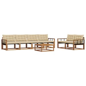 vidaXL Ensemble de canapés d'extérieur 7 Pièces Naturel et Beige