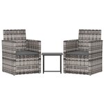 vidaXL Mobilier d'extérieur 3 Pièces avec coussins Résine tressée Gris
