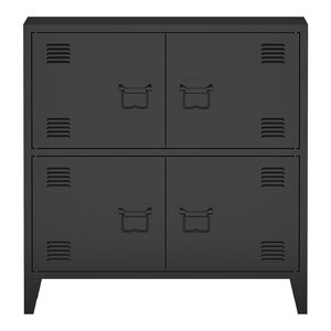 Armoire de bureau casier de bureau meuble de rangement pour salon bureau chambre atelier métallique à 4 portes acier 82 x 80 x 40 cm noir 03_0006327