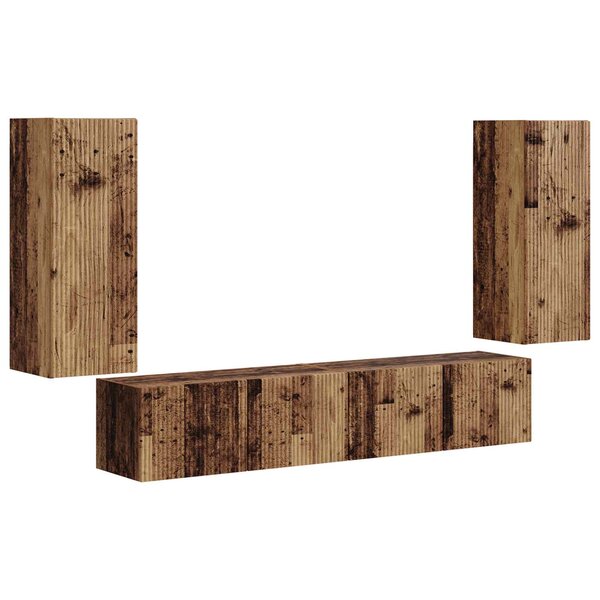 vidaXL Ensemble de meuble TV mural 4 Pièces Bois ancien Bois d'ingénierie