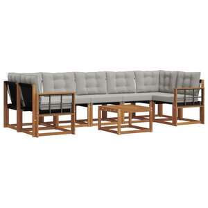 vidaXL Ensemble de canapés d'extérieur 8 pc Gris Naturel et Clair