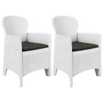 vidaXL Chaise de jardin lot de 2 coussin Blanc Plastique Aspect rotin
