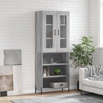 vidaXL Buffet haut Sonoma gris 69 5x34x180 cm Bois d'ingénierie