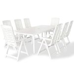 vidaXL Mobilier à dîner d'extérieur 9 Pièces Plastique Blanc