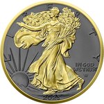 Pièce de monnaie en Argent 1 Dollar g 31.1 (1 oz) Millésime 2025 Golden Ring Edition WALKING LIBERTY