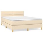vidaXL Sommier à lattes de lit avec matelas Crème 140x200 cm Tissu