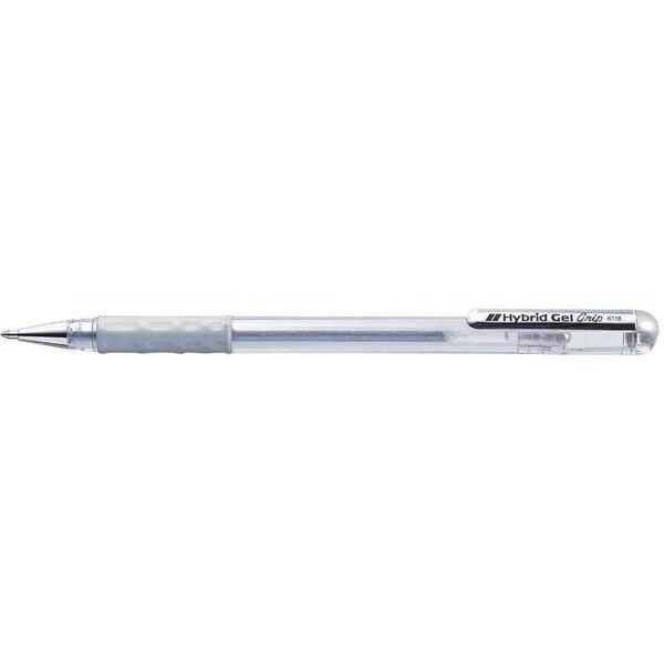 Roller à encre Hybrid Gel Grip K118 Pointe 0 8 mm Métallisé Argent x 12 PENTEL