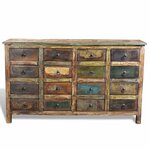 vidaXL Armoire avec 16 tiroirs en style antique Bois massif recyclé