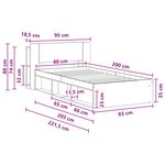vidaXL Cadre de lit avec rangement Gris béton 80 x 200 cm