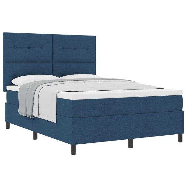 vidaXL Lit à ressorts avec tête de lit Bleu 140 x 190 cm tissu