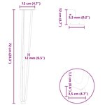 vidaXL Pieds en épingle à cheveux pour consoles  lot de 4  anthracite  72 cm  acier massif