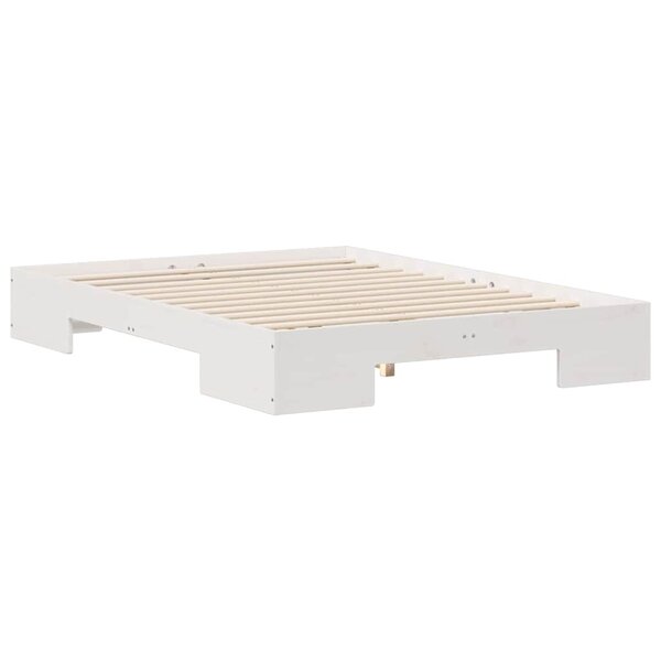 vidaXL Cadre de lit surélevé avec stockage Blanc Bois massif en pin