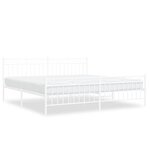 vidaXL Cadre de lit métal sans matelas et pied de lit blanc 193x203 cm