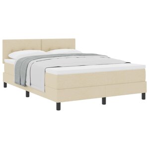 vidaXL Lit à ressorts avec tête de lit Crème 140 x 200 cm tissu