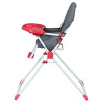 Chaise haute fixe BAMBISOL Gris et rouge - Assise en PVC - Tablette amovible et réglable