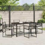 vidaXL Set de salle à manger de jardin 5 pièces avec coussins en rattan poly noir
