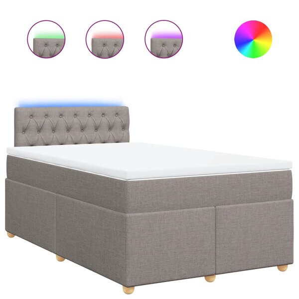 vidaXL Sommier à lattes de lit avec matelas Taupe 120x200 cm Tissu