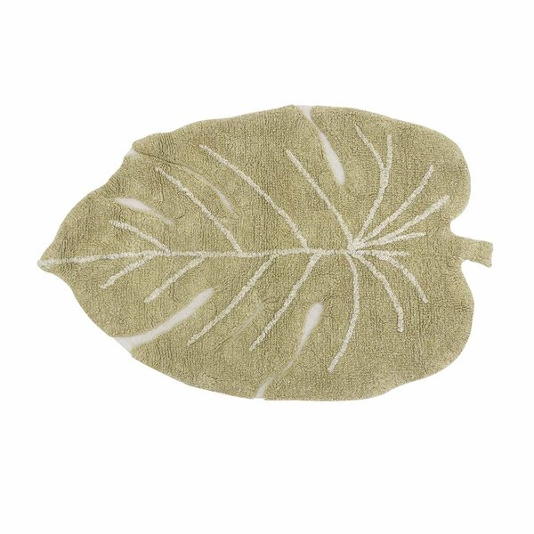 Tapis coton lavable Mini Monstera olive - 75 x 100 cm