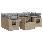 vidaXL Salon de jardin avec coussins 7 Pièces beige résine tressée