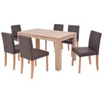 vidaXL Table et chaises 7 Pièces Cuir synthétique Chêne Marron