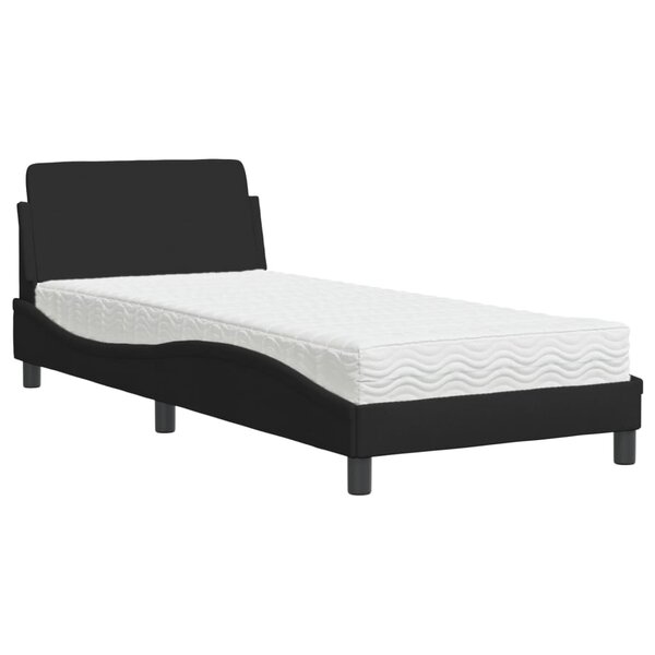 vidaXL Lit avec matelas noir 90x190 cm tissu