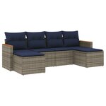 vidaXL Salon de jardin 6 Pièces avec coussins gris résine tressée