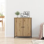 vidaXL Buffet en chêne artisanal 70x30x80 cm en bois d'ingénierie et acier