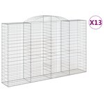 vidaXL Paniers à gabions arqués 13 Pièces 300x50x180/200 cm fer galvanisé