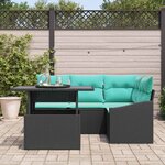 vidaXL Ensemble de canapé de jardin avec coussin 5 Pièces Noir et bleu