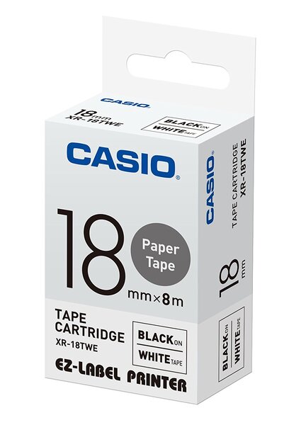 Cassette Ruban XR-18TWE Noir sur blanc, 18 mm / 8 m CASIO